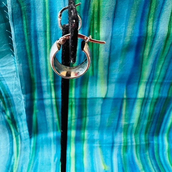 14K White Gold Chubby Hoop Earrings - Picture 3 of 6